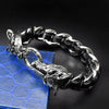 Double Wolf Head 316L Stainless Steel Bracelet with Leather for Men