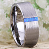 8mm Opal Brushed Matte Tungsten Carbide Wedding Band