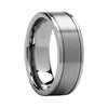 Two Strip Silver Coated Edges with Brushed Center Tungsten carbide Wedding Ring