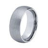 Silver Brushed Matte and Silver Coated Interior Tungsten Carbide Ring