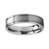 Tungsten Silver Plated Brushed Matte Ring with Groove Paths and Polished Interior