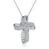 Cross Bowknot with White Cubic Zirconia Pendant Necklace
