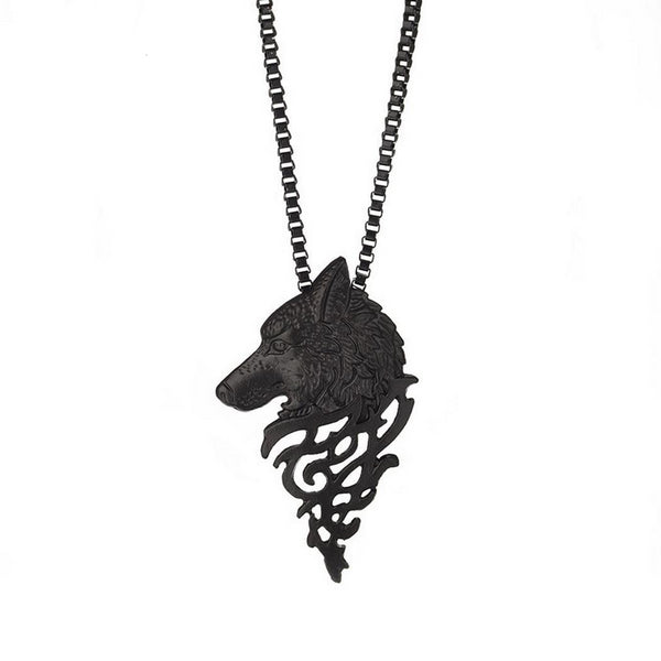 Retro Wolf Head Pendant Necklace