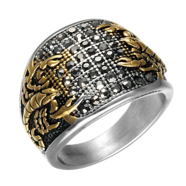 17mm Vintage Dual Toned Heavy Titanium Men’s Scorpion Wedding Band with Crystals - Innovato Store