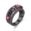 Skull and Rose Cubic Zirconia Punk Ring