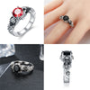 Silver Skulls, Leaves, Flowers and Crystal Gem Cubic Zirconia Wedding Ring