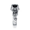 Silver Skulls, Leaves, Flowers and Crystal Gem Cubic Zirconia Wedding Ring