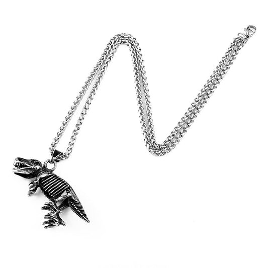 Stainless Steel Vintage Dinosaur T-Rex Pendant Necklace