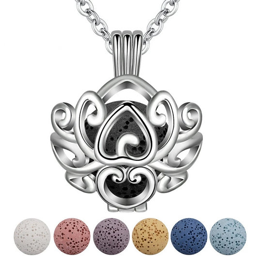 Flower Cage Openwork Aromatherapy Pendant Necklace