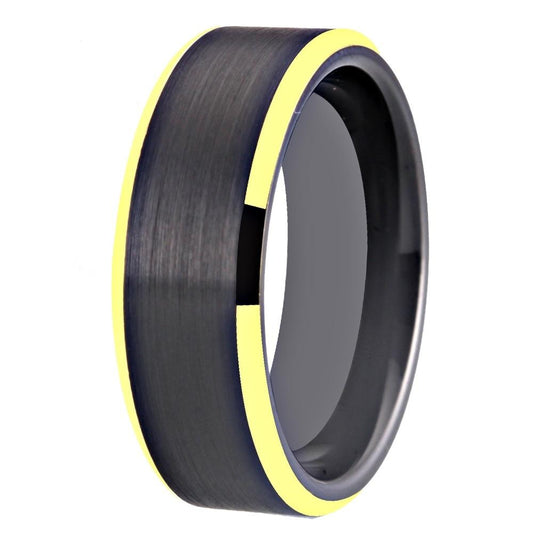 8mm Brushed Matte & Shiny Beveled Edges Tungsten Carbide Wedding Band