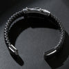 Black Leather and Stainless Steel Scorpion Bangle Bracelet for Men