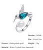 Embellished with Crystals Hummingbird Blue Resizable Ring