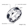 8mm Stainless Steel Blue Carbon Fiber Jesus Fish Ring Men’s Jewelry