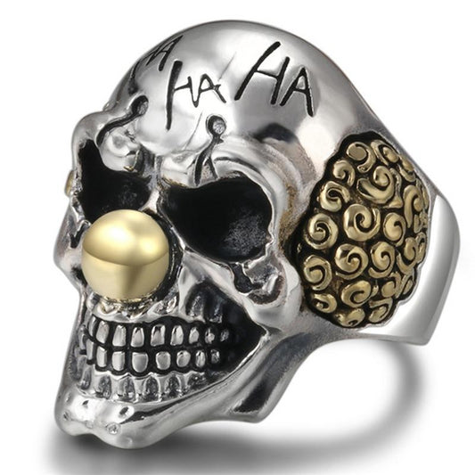 Clown Gothic Skull 925 Sterling Silver Adjustable Ring for Men