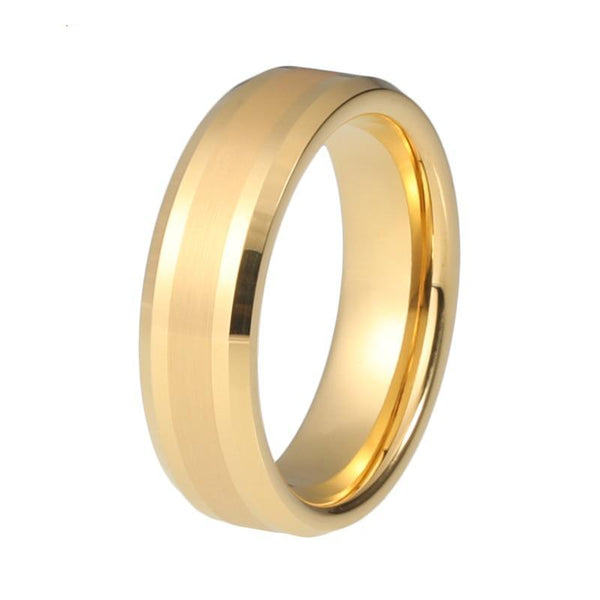 6mm Matte Brush finish Gold Coated Tungsten Carbide Ring - Innovato Store