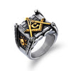Stainless Steel Ancient Masonic Ring with Gold Plated Symbol Ring for Men