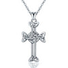 925 Sterling Silver Celtics Cross Knot Pendant Collar Necklace
