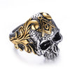 Stainless Steel and Gold Plated Vine Design Masonic Ring for Men