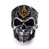 Silver & Gold Plated Stainless Steel Masonic Skull Ring