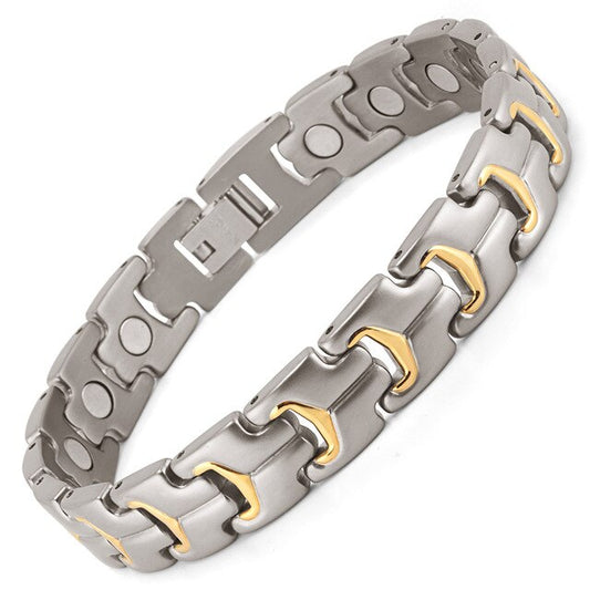 Silver and Gold Plated Titanium Magnetic Bracelet