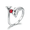 18K White Gold Plated Ring with Dolphin and Cubic Zirconia Stone - Innovato Store