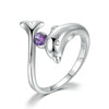 18K White Gold Plated Ring with Dolphin and Cubic Zirconia Stone - Innovato Store