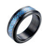 Black & Solver Tone Dragon Inlay Tungsten Carbide Spinner Ring - Innovato Store