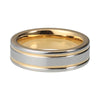 Sleek and Smooth Gold and Silver Plated Pipe Cut Tungsten Double Grooved Wedding Band