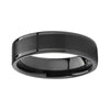 6mm Black Polished Pipe Cut Tungsten Carbide Ring with Brushed Center - Innovato Store