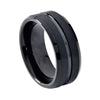 8mm Black Tungsten Carbide Matte Finish Grooved Center Wedding Band - Innovato Store