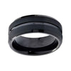 8mm Black Tungsten Carbide Matte Finish Grooved Center Wedding Band - Innovato Store