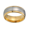 8mm Tungsten Carbide Silver Center and Gold Plated Band with Polished Inner Lining - Innovato Store