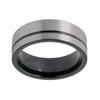 Black Plated Tungsten Ring with Flat Grooved Finish - Innovato Store
