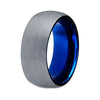 8mm Tungsten Steel Ring with Blue Inner and Brushed Finish - Innovato Store