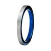 4mm Thin Silver Brushed Matte and Blue Coated Tungsten Ring - Innovato Store