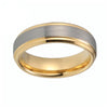 Gold Plated Tungsten Carbide with Silver Brushed Matte Center Wedding Ring - Innovato Store