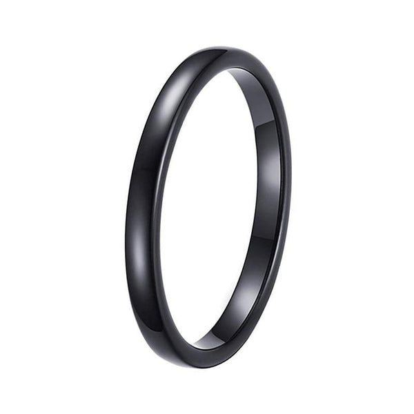 2mm Thin Black Polished Tungsten Beveled Ring - Innovato Store