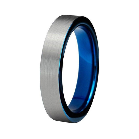 Two-Tone Black and Blue Tungsten Carbide Ring for Ladies