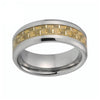 Yellow Carbon Fiber Inlay on Silver Coated Tungsten Carbide Ring