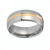 Beveled Edges Silver Plated with Gold Groove Tungsten Carbide Wedding Ring - Innovato Store