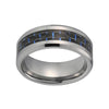 8mm Black and Blue Carbon Fiber Inlay with Silver Coated Tungsten Carbide Ring - Innovato Store