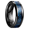 Black Vines on Blue Basket Weave Inlay Tungsten carbide Wedding Ring - Innovato Store