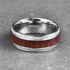 8mm Acacia Wood Inlay with CZ Stone Titanium Steel Ring - Innovato Store