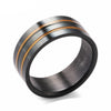 Black Tungsten Carbide Ring with Double Gold Filled Groove Wedding Band - Innovato Store