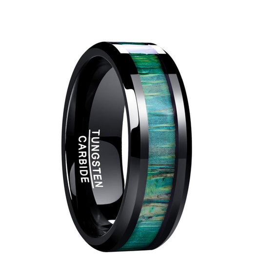 Classic Pure Tungsten Steel Ring with Turquoise Inlay Wedding Ring - Innovato Store