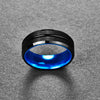 8mm Blue Tungsten Carbide with Lack Brushed Matte Surface Wedding Ring - Innovato Store