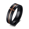 Black Stainless Steel Ring with Rose Grooves Wedding Rings - Innovato Store