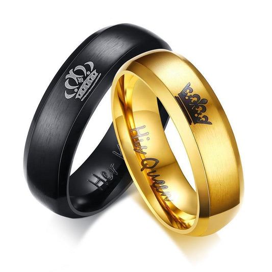 His Queen and Her King Matching Stainless Steel Ring Wedding Rings for Couples - Innovato Store