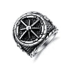 Vintage Punk Silver Plated Ring with Nautical Compass for Bikers
