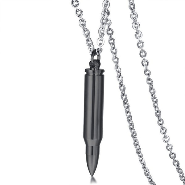 Stainless Steel Gold Bullet Pendant Memorial Necklace